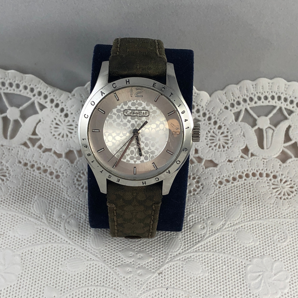 Coach Logo Watch with Brown Leather Strap